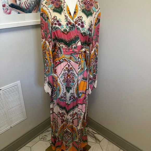 Zara Floral Maxi Dress in Pink, Cream & Mint - Picture 1 of 7